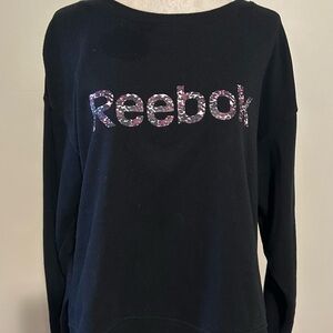 Reebok Black Sweatshirt with Pink Patterned Logo